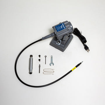 The $495 bark removal base kit includes:  High torque motor with built-in speed control and bench mount. S-93/77 Pre-lubricated shaft and sheath, flexible so you can reach every corner of your tree.  Mirai preferred H.44T general purpose handpiece that can accommodate Dremel and Makita bits - sizes ranging from ⅛ to ¼ inch. Tree Shaped - Tungsten Carbide Burr